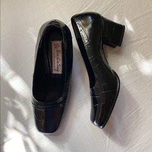 Vintage Square Toe Block Heels